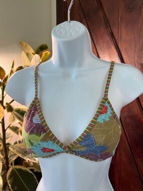 Floral Printed Triangle Bralette - Green Multi